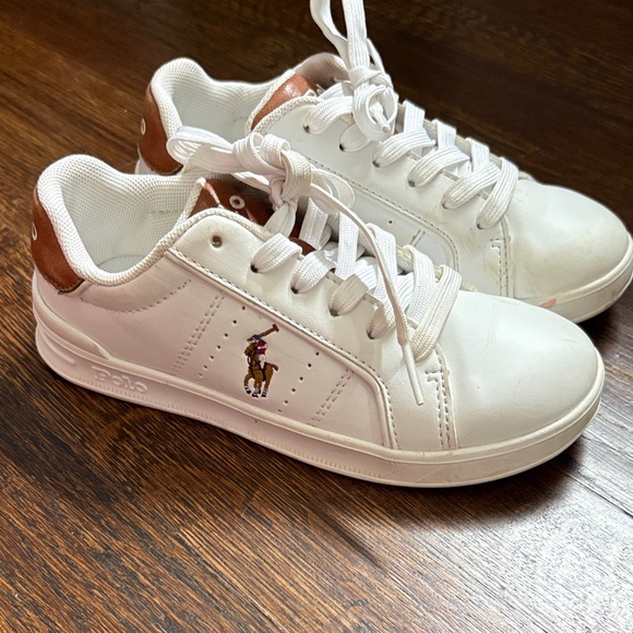 Polo by Ralph Lauren White and Brown Kids Sneakers - Picture 1 of 9
